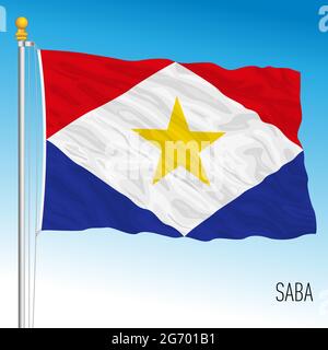 Saba island official flag, dutch antilles, vector illustration Stock Vector