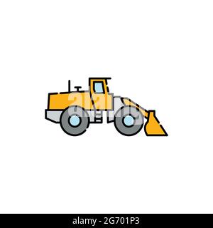 Grader sign olor line icon. Road construction. Pictogram for web page, mobile app, promo. UI UX GUI design element. Editable stroke. Stock Vector