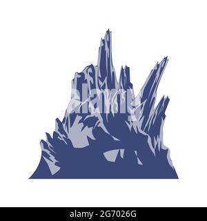 Mountain peak vector hill illustration landscape. Rock icon mountain peak nature outdoor symbol travel silhouette. Abstract adventure isolated white e Stock Vector