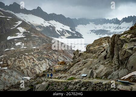 spectacular mountain road Furkapass in Switzerland Stock Photo