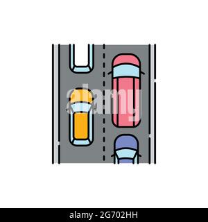 Auto traffic jams sign olor line icon. Road construction. Pictogram for web page, mobile app, promo. UI UX GUI design element. Editable stroke. Stock Vector