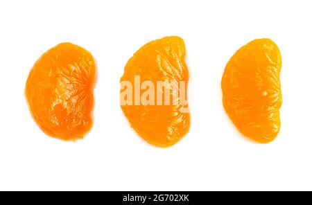 Manderine Oranges Slices Isolated on a White Background Stock Photo