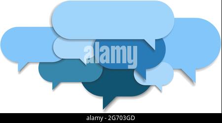 layered empty blue speech bubbles, communication or discussion symbol, vector illustration Stock Vector