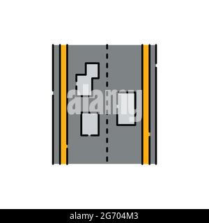 Asphalt patches on the road olor line icon. Road construction. Pictogram for web page, mobile app, promo. UI UX GUI design element. Editable stroke. Stock Vector