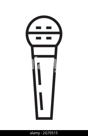 Microphone icon vector in thin line style. Voice over sign. Microphone symbol for audio podcast broadcast. Music record studio, online recording. Simp Stock Vector
