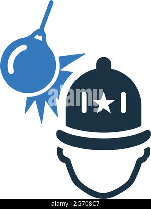 Bomb, helmet, danger icon - Simple editable vector EPS file. Stock Vector