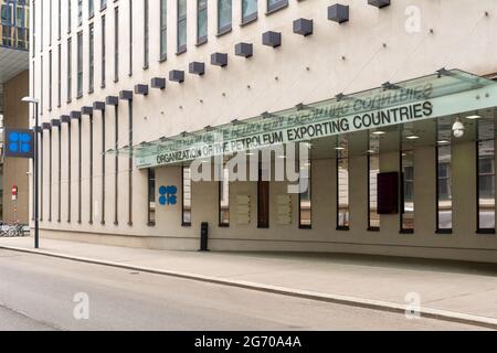 Main Entrance to the Organization of the Petroleum Exporting Countries OPEC headquarters in Vienna, Austria Stock Photo