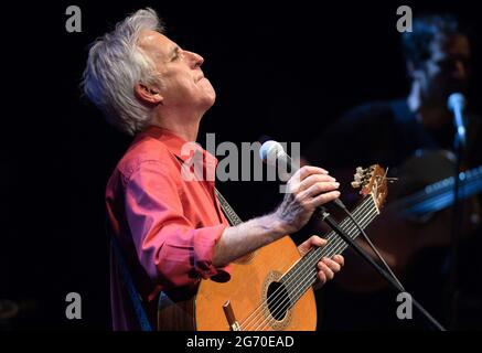 Malaga, Spain. 09th July, 2021. Spanish musician Kiko Veneno performs live on stage during the Terral festival 2021 at Cervantes Theatre. Between 5 to 31 July, Cervantes Theatre welcomes the summer music festival 'Terral', with concerts and shows performed by renowned artists as Noa, Ainhoa Arteta, or Salvador Sobral among others. All concerts will perform under safety measures and capacity limited as precaution against Covid19. Credit: SOPA Images Limited/Alamy Live News Stock Photo