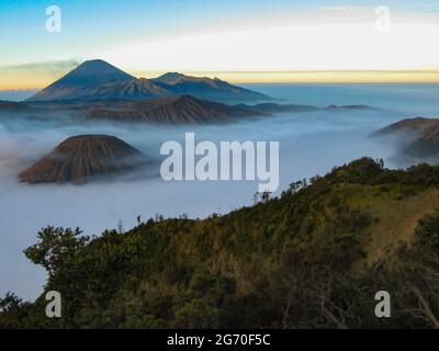 volkano Mount Bromo, Indonesia, in sunrise Stock Photo