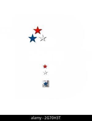 Period, in the alphabet set 'Plain Patriotism' is silver metalic.  Three stars decorate letter with red, white and blue.  Letters coordinate with Alph Stock Photo