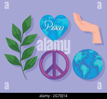 five peace icons Stock Vector