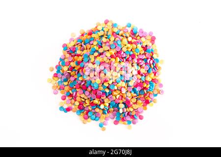 Round Glittery Rainbow Sprinkles for Decorating your Baked Goods Stock Photo