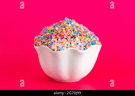 Round Glittery Rainbow Sprinkles for Decorating your Baked Goods Stock Photo