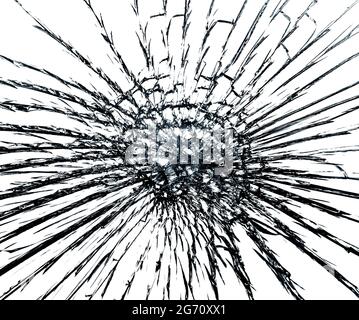 broken forced  glass, closeup on white background Stock Photo