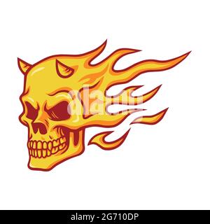 Skull Burning Fire Flame Vector Stock Vector
