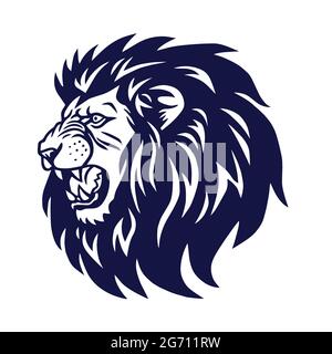 Angry Lion Head Roaring Logo Vector Icon Template Design Stock Vector