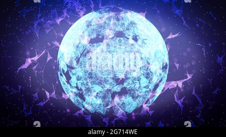 Futuristic technology background. Blue hi-tech background. Stock Photo