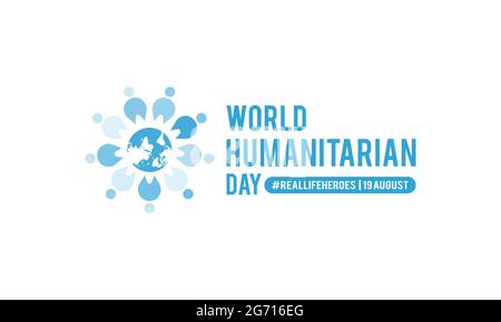 World humanitarian day awareness month vector banner template observed on august Stock Vector