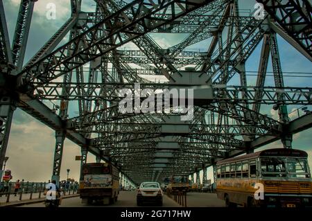 The great Hawrah Bridge which is located over the Hawrah river. Stock Photo