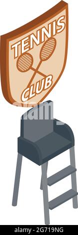 Tennis club icon isometric vector. Referee chair, sport logo. Sport equipment Stock Vector