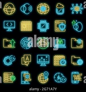Operating system linear icons set. Windows, Linux, Macintosh, Unix ...