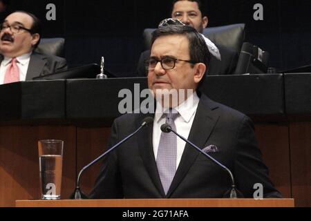 MEXICO CITY, MEXICO - JULY 9: (photo file) The Specialized Prosecutor's Office for Combating Corruption (FEMCC) of Mexico's Attorney General's Office (FGR) indicted Ildefonso Guajardo , Former Mexico's Ministry of Economy for his probable responsibility in the crime of illicit enrichment during the years 2014 to 2018 when he served as Mexico's Secretary of Economy during the period of the ex President of Mexico, Enrique Peña Nieto. On July 9, 2021 in Mexico City, Mexico. Photo by LuisBarron/Eyepix/ABACAPRESS.COM Stock Photo