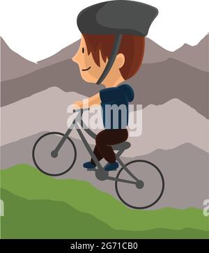 World Bicycle Day in Mountain Character Design Illustration Stock Vector