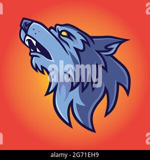 Howling Wolf Logo Vector Template Stock Vector