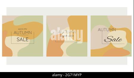 Autumn, fall banners, sale abstract background collection, fall sale, social media advertising content. Vector illustration Stock Vector