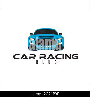 car racing blue exclusive design logo inspiration Stock Vector