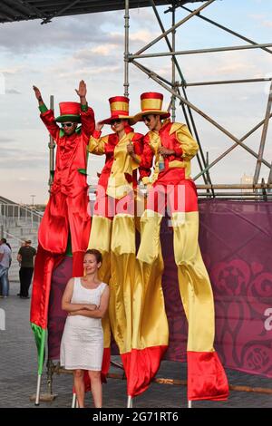 DONETSK, UKRAINE - JUNE 27, 2012: Before the semi-final match of UEFA EURO 2012 Spain vs. Portugal Stock Photo