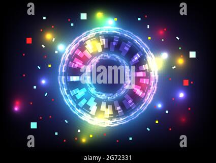 Element of computer data. Abstract hologram hi-tech background. Virtual reality technology electric innovation. Head-up display interface. Futuristic Stock Vector