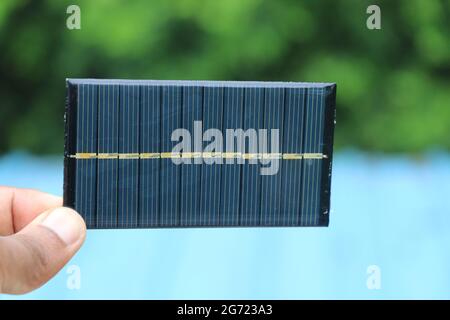 Mini Solar Cell Which can be used for small solar lamps, Mini solar cars, Solar Mobile Battery chargers and many more applications Stock Photo