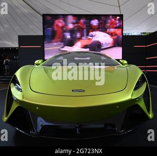 Goodwood House, Chichester, UK. 9th July, 2021. Goodwood Festival of Speed; Day Two; The Mclaren Artura on exhibition at Goodwood Credit: Action Plus Sports/Alamy Live News Stock Photo