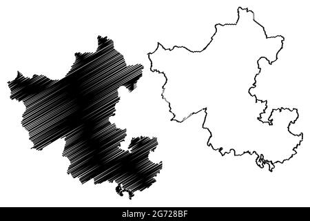 Ennepe-Ruhr-Kreis district (Federal Republic of Germany, State of North Rhine-Westphalia, NRW, Arnsberg region) map vector illustration, scribble sket Stock Vector