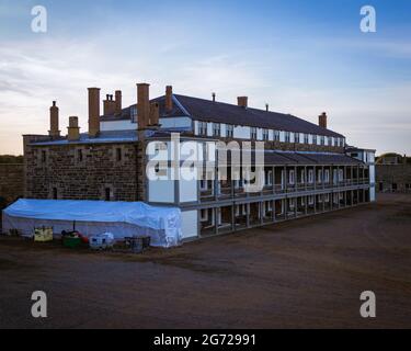 a view of the Barracks from ramparts of the fort george Stock Photo