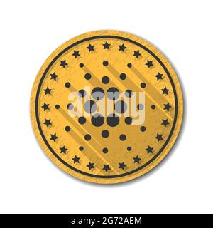 Cardano coin. Crypto currency blockchain coin Cardano ADA symbol vector illustration Stock Vector