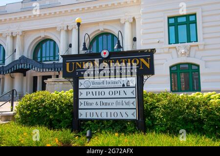 Worcester Union Station, built in 1911, is a railway station located at 2 Washington Square in downtown Worcester, Massachusetts MA, USA. Stock Photo