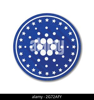 Cardano coin. Crypto currency blockchain coin Cardano ADA symbol vector illustration Stock Vector