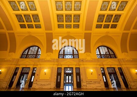 Grand Hall of Worcester Union Station, built in 1911, is a railway station located at 2 Washington Square in downtown Worcester, Massachusetts MA, USA Stock Photo