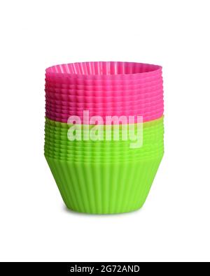 Silicone muffin baking cups isolated on white background Stock Photo