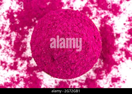 Bright Pink Dragonfruit Powder Isolated on a White Background Stock Photo
