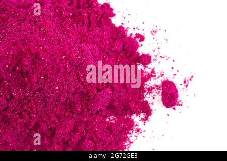 Bright Pink Dragonfruit Powder Isolated on a White Background Stock Photo