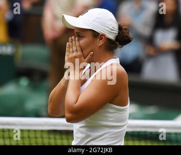 London, Gbr. 10th July, 2021. London Wimbledon Championships Day 12 10/07/2021 Ash Barty (AUS) wins ladies singles final Credit: Roger Parker/Alamy Live News Stock Photo