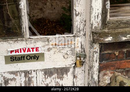 Old neglected shed door example Stock Photo