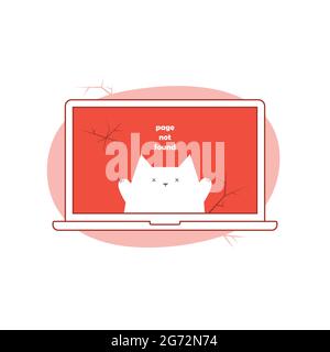 Error 404 Page Not Found. Cartoon Vector Illustration with Cat Stock Vector