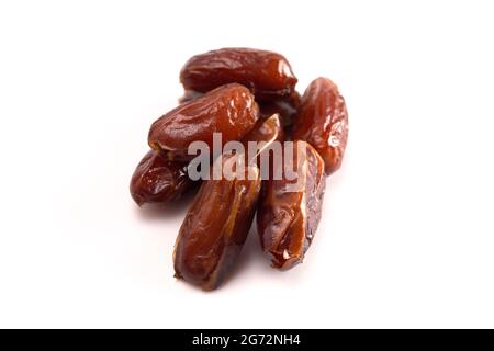 Pitted Dates Isolated on a White Background Stock Photo