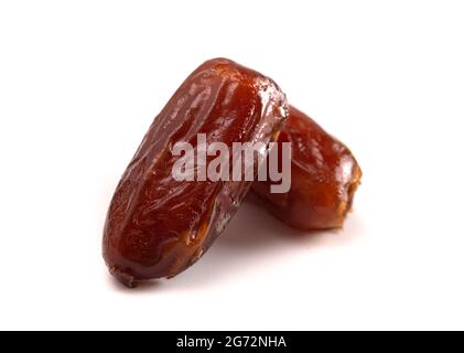 Pitted Dates Isolated on a White Background Stock Photo