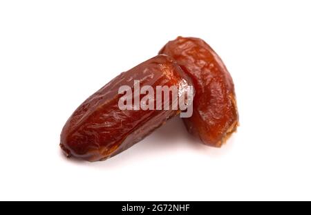 Pitted Dates Isolated on a White Background Stock Photo