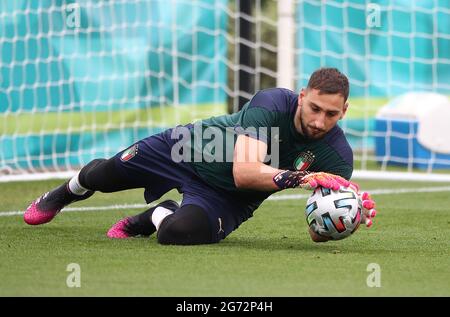 Italy goalkeeper Gianluigi Donnarumma during a training session at Tottenham Hotspur training ground. Picture date: Saturday July 10, 2021. Stock Photo